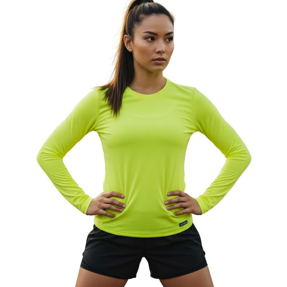 Sivvan Long Sleeve Tee Size XS Bright Neon Yellow NWT Polyester Cotton Blend